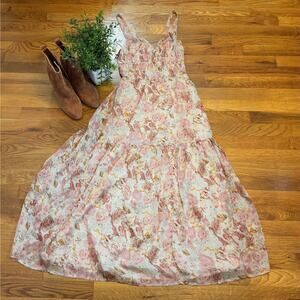 Floret Studios Women XS Taupe Mauve Cottage Fairy Floral Long Dress Romantic New